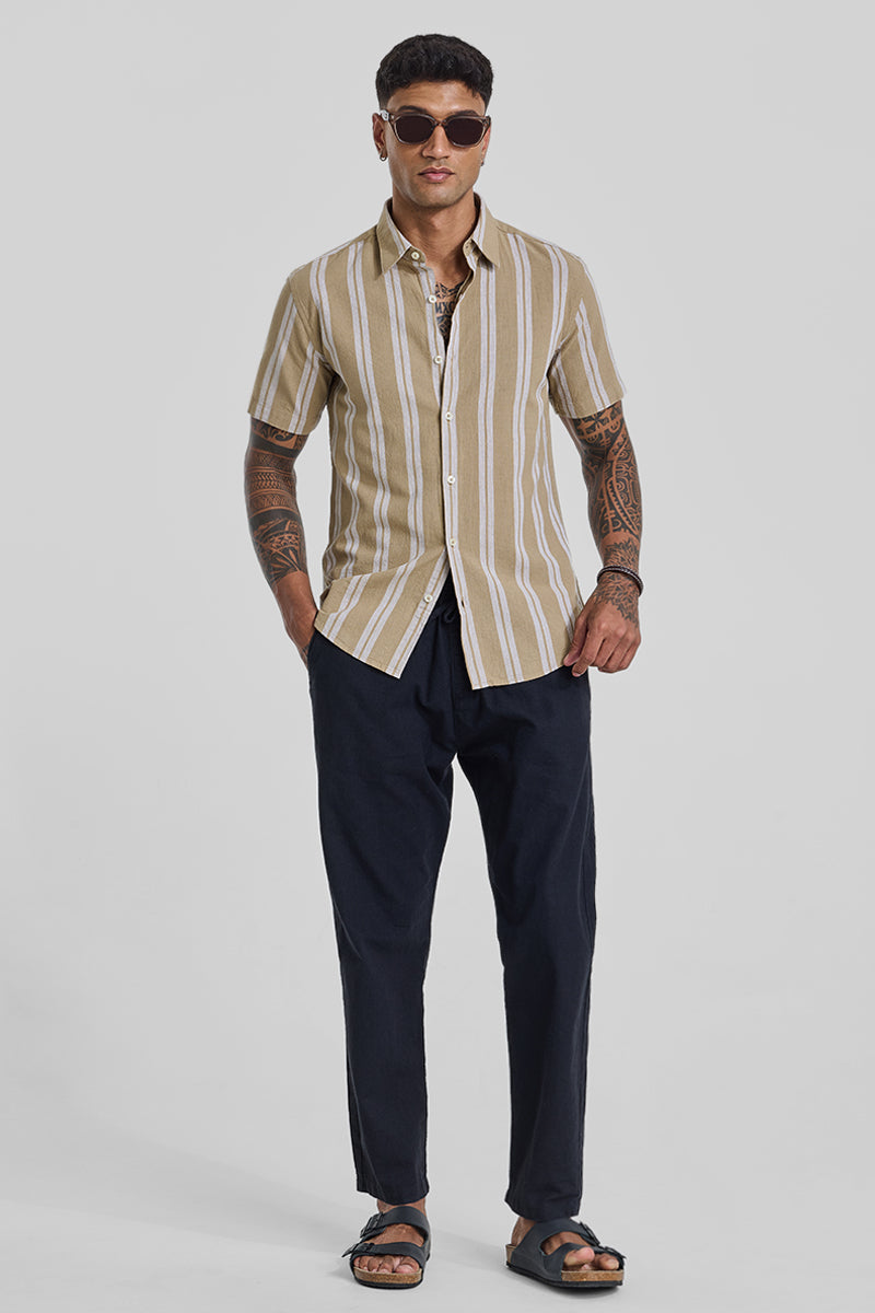 Beige Stripes Linen Shirt