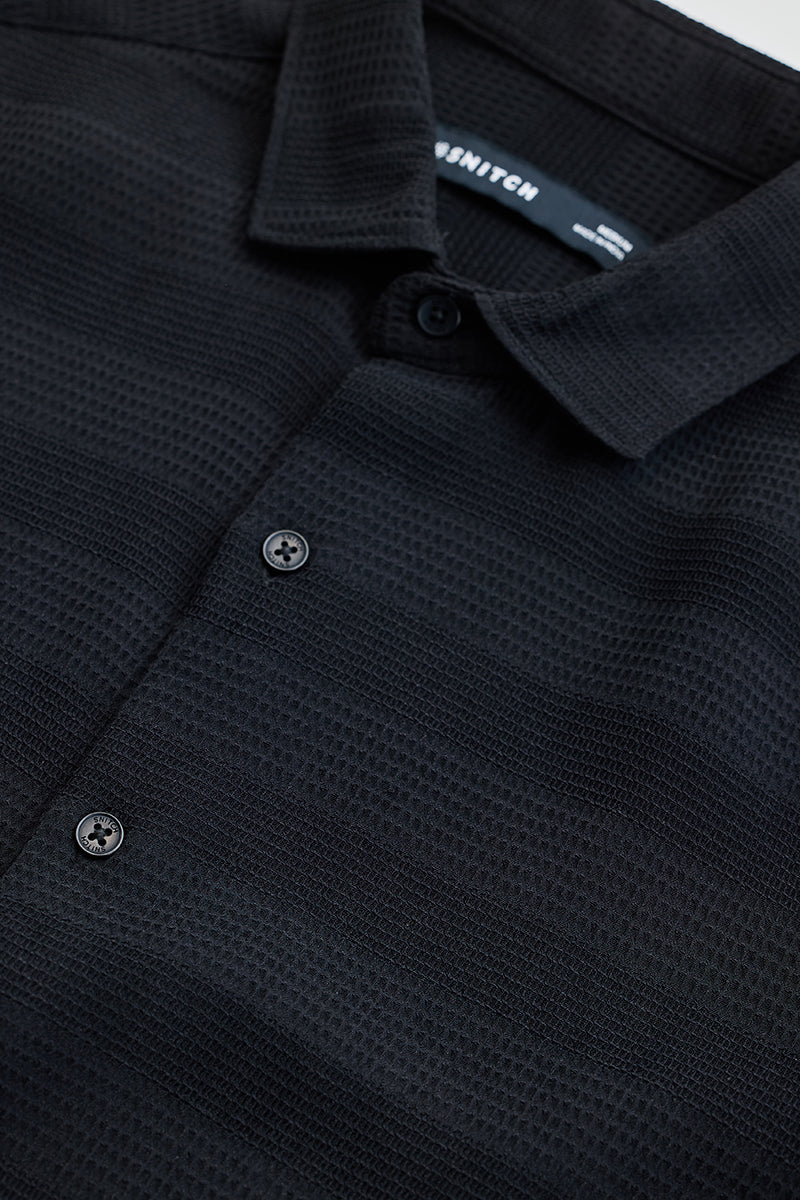 Black Textured Slim Fit Shirt