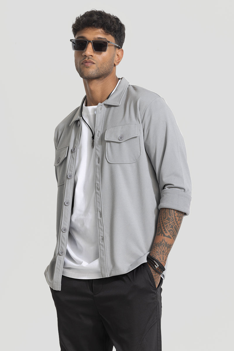 Light Grey Grid Checks Overshirt