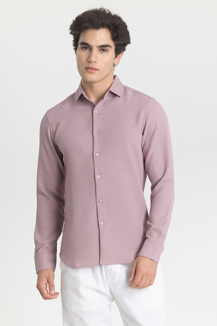 Mauve Slim Fit Textured Shirt