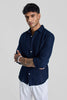 Navy Knitted Slim Fit Shirt