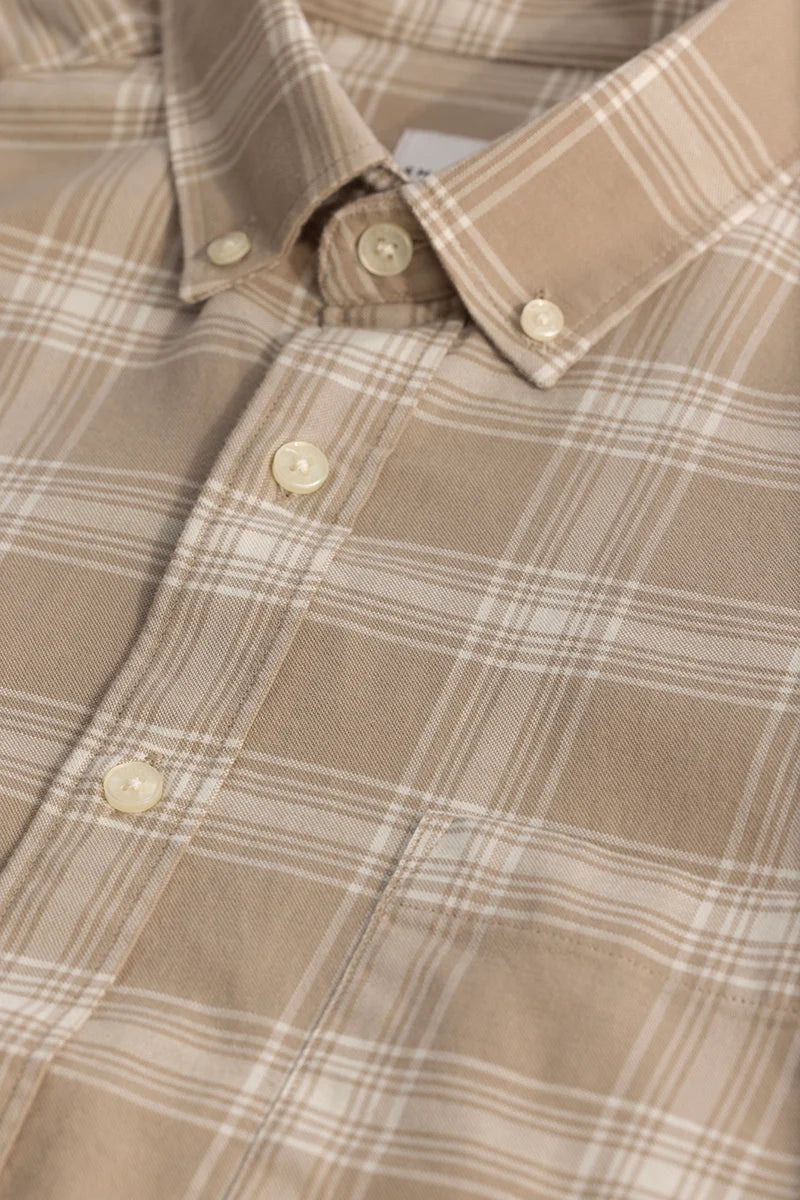 Beige Checks Oxford Shirt