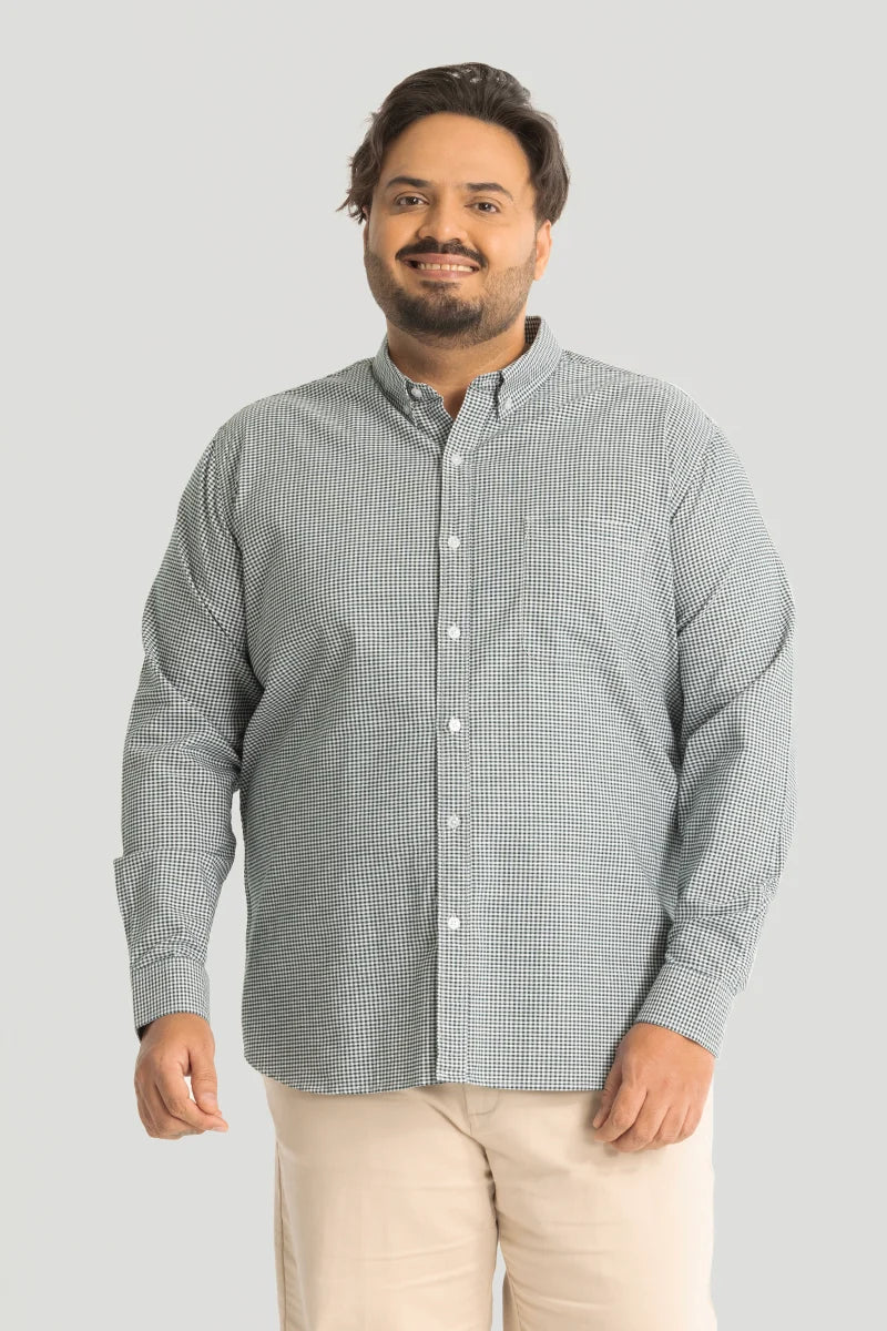 Rugero Dark Green Checks Plus Size Shirt