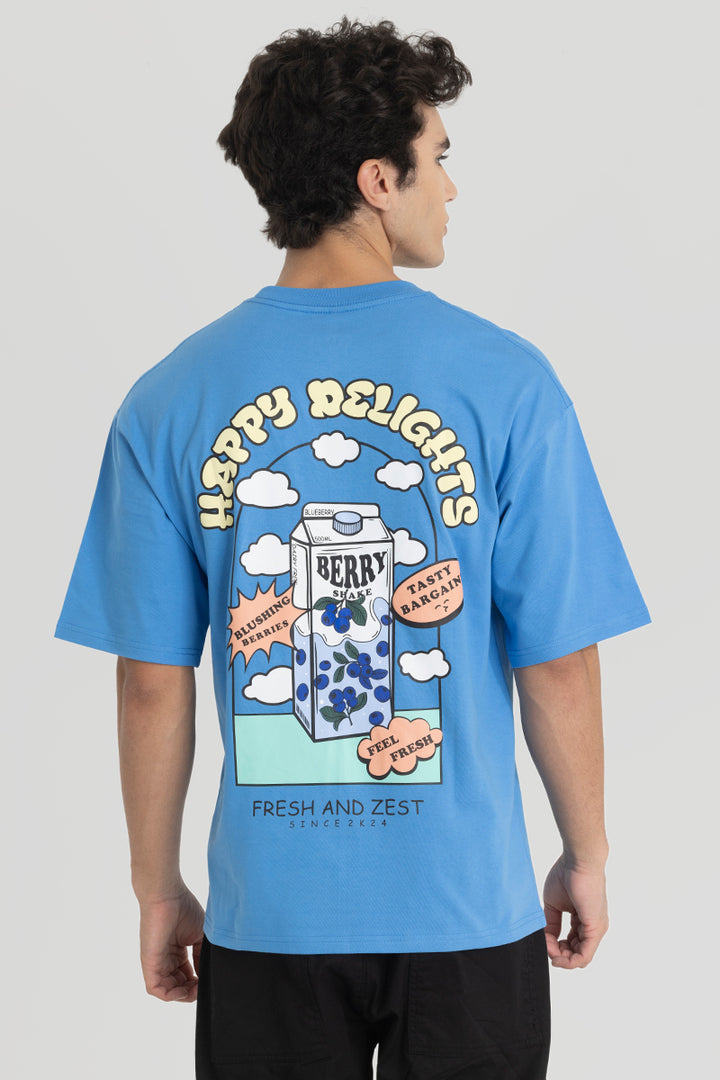 Happy Delights Blue Oversized T-Shirt