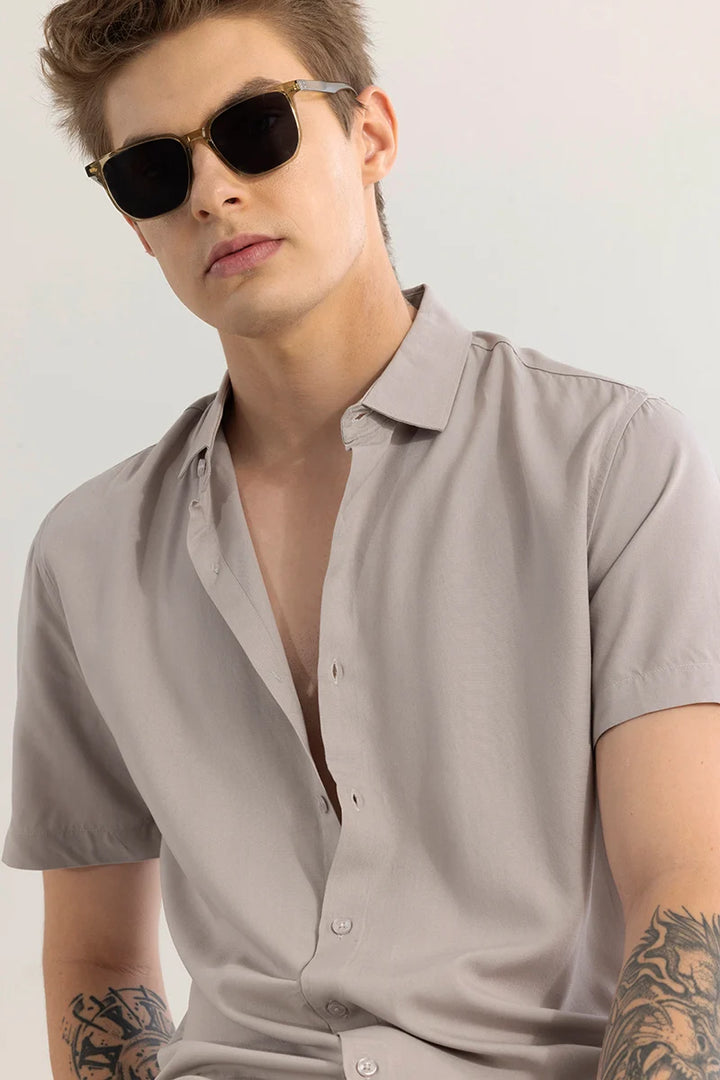 Breezeform Oyster Grey Plain Shirt