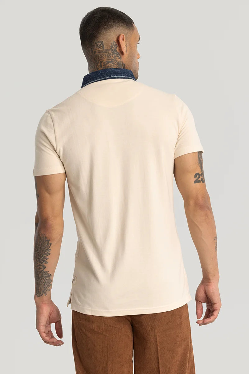 Beige Slim Fit Polo T-Shirt