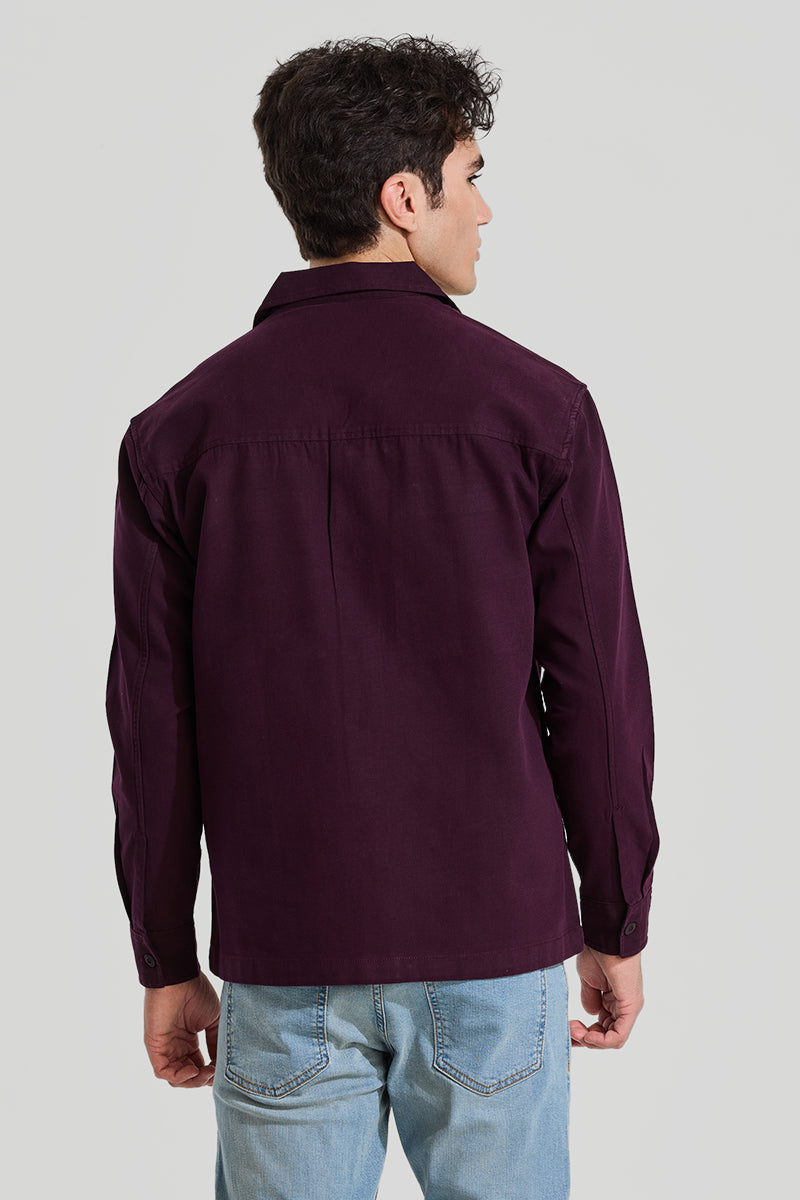 Burgundy Relaxed Fit Overshirt