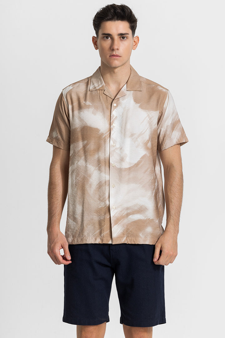 Light Brown Cuban Abstract Shirt