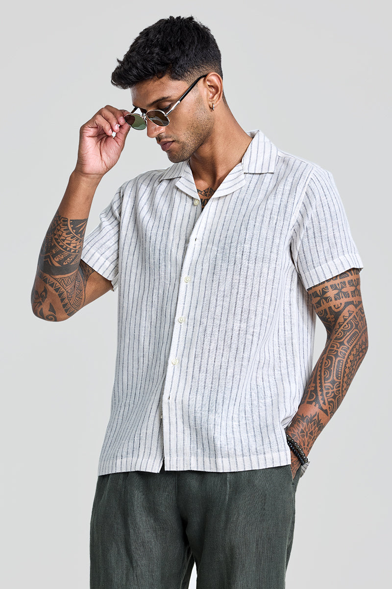 Grey Cuban Stripes Shirt