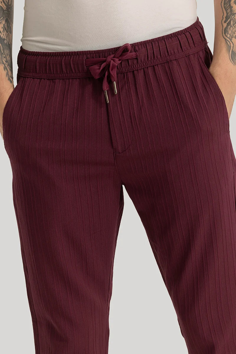 Harbor Maroon Plain Slim Fit Pants