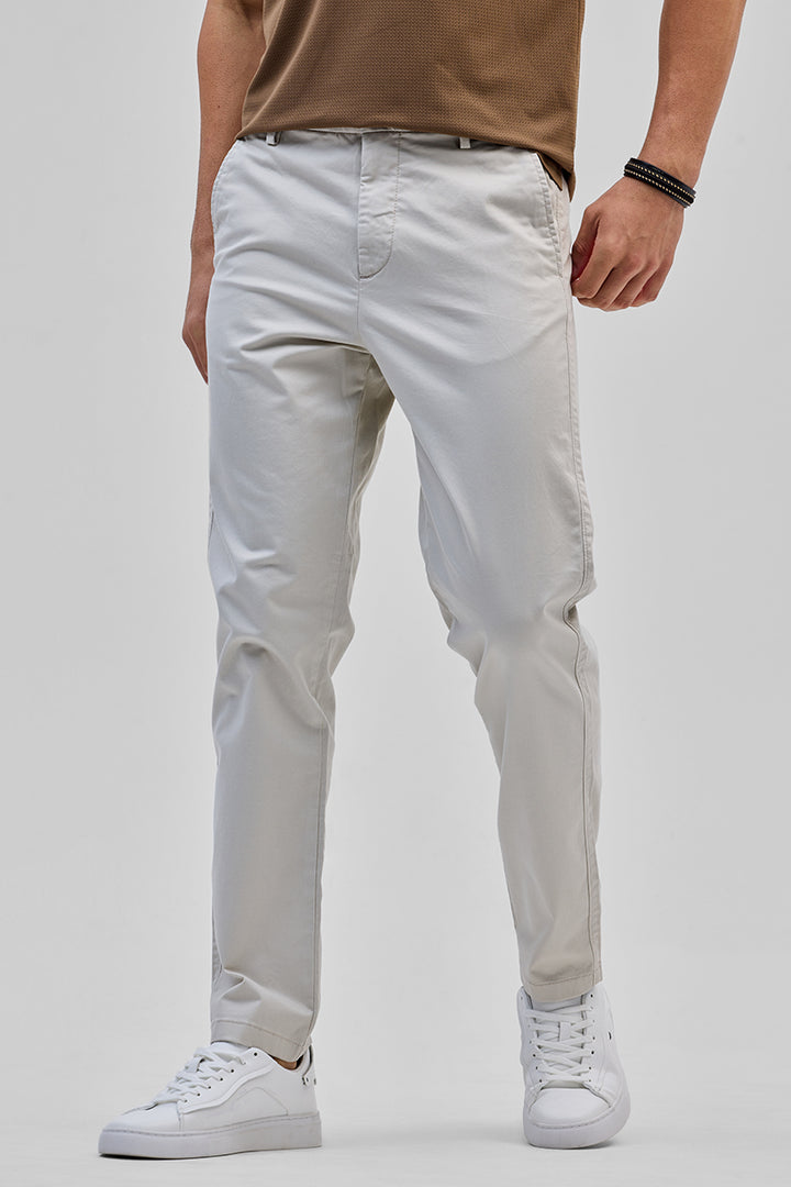 Cream Slim Fit Trousers