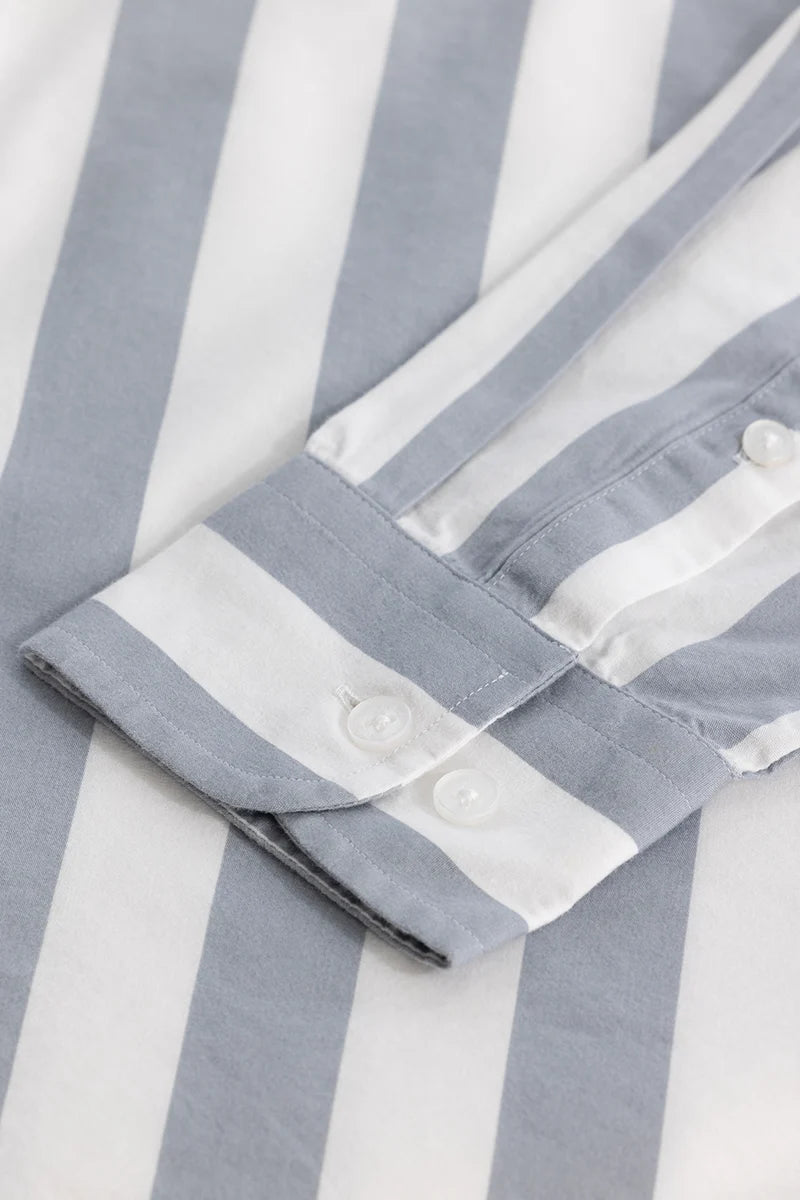 Grey Slim Fit Stripes Shirt