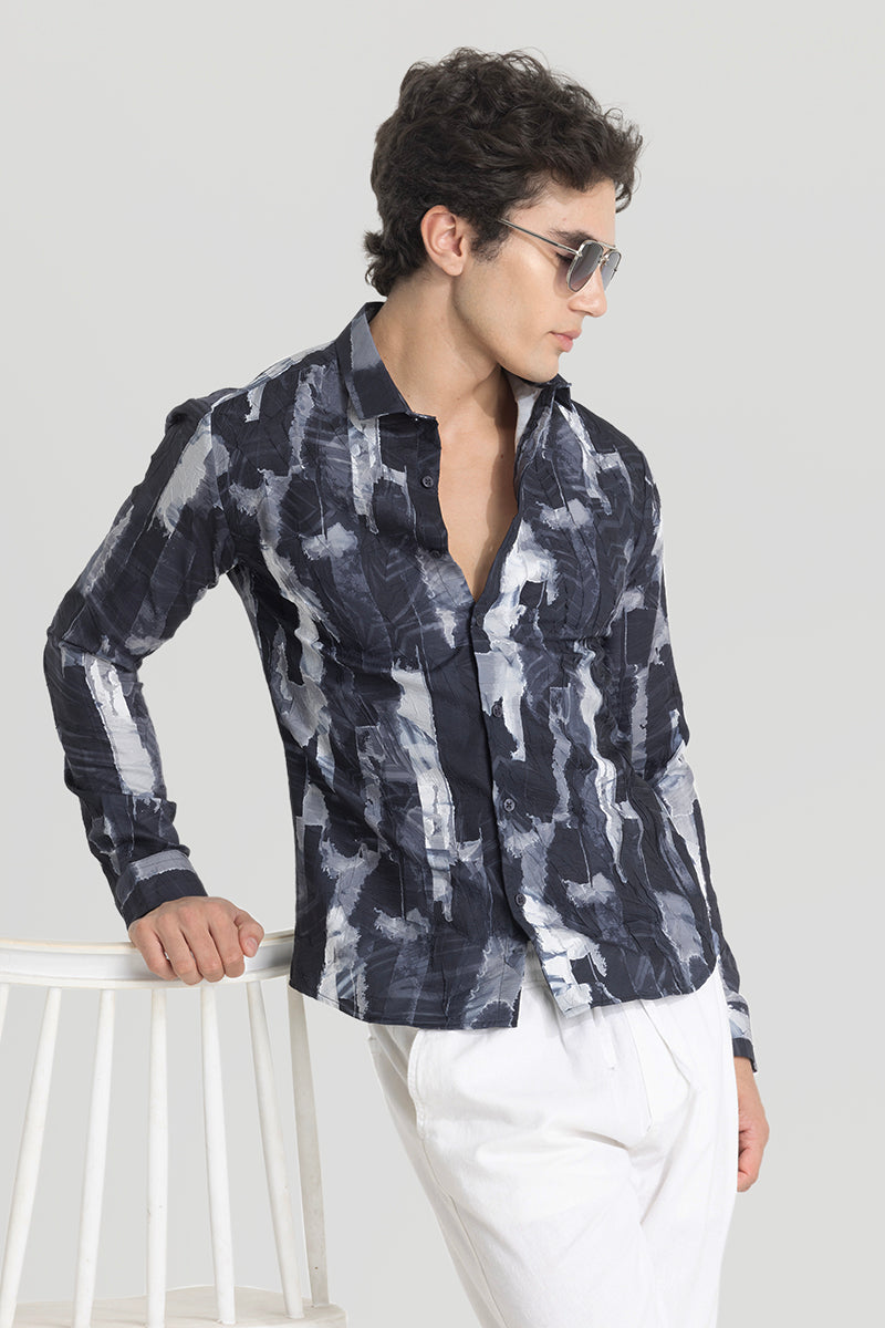 Navy Textured Abstract Shirt