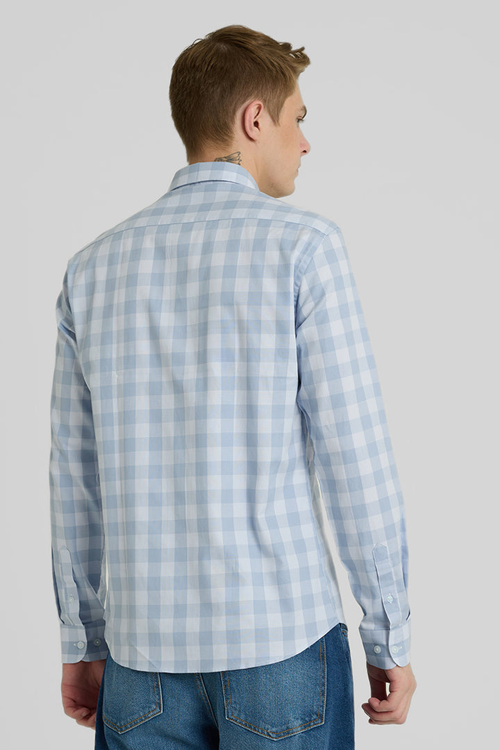 Blue Gingham Slim Fit Shirt