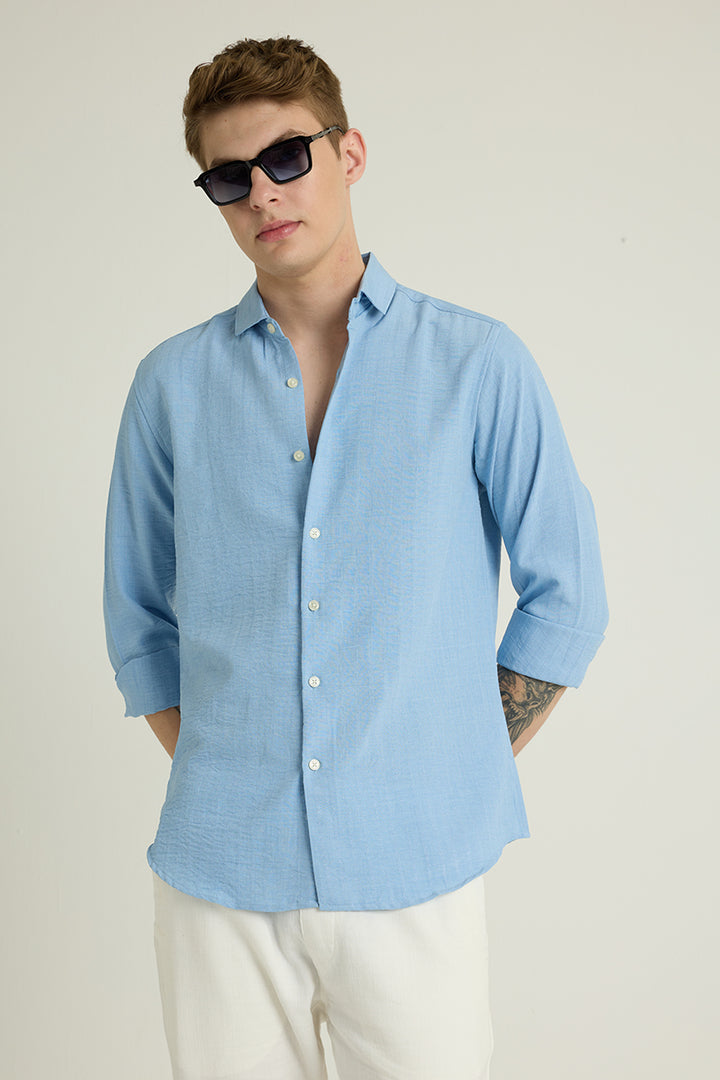 Blue Self Stripe Shirt