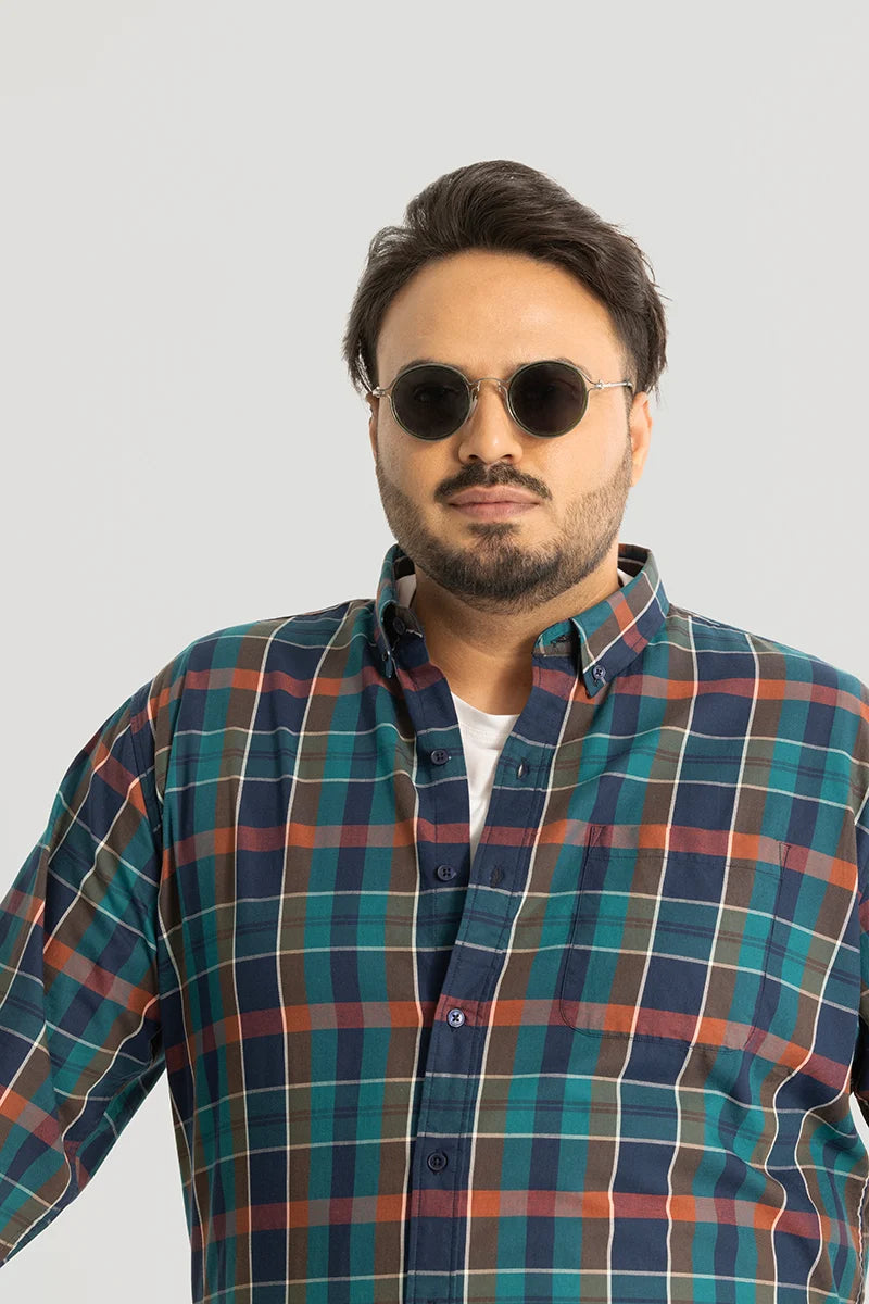 Adriano Blue Checks Plus Size Shirt