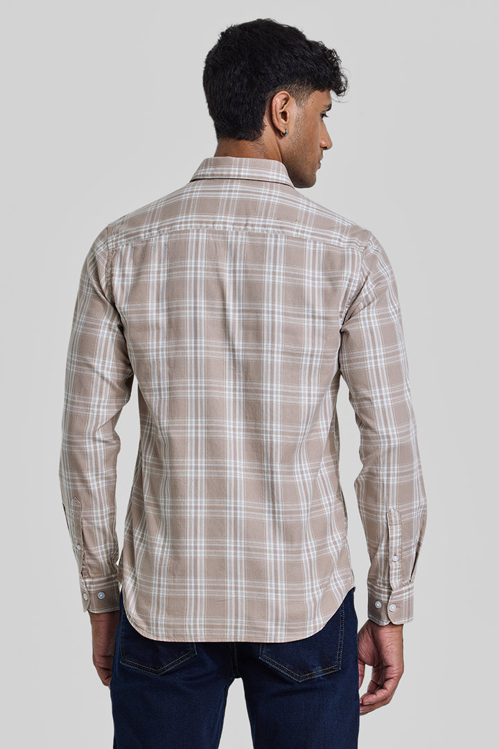 Beige Checks Slim Fit Shirt