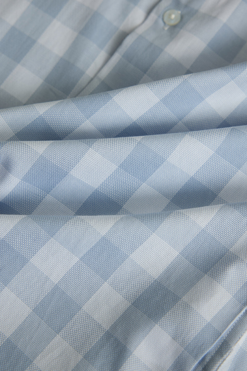 Blue Gingham Slim Fit Shirt