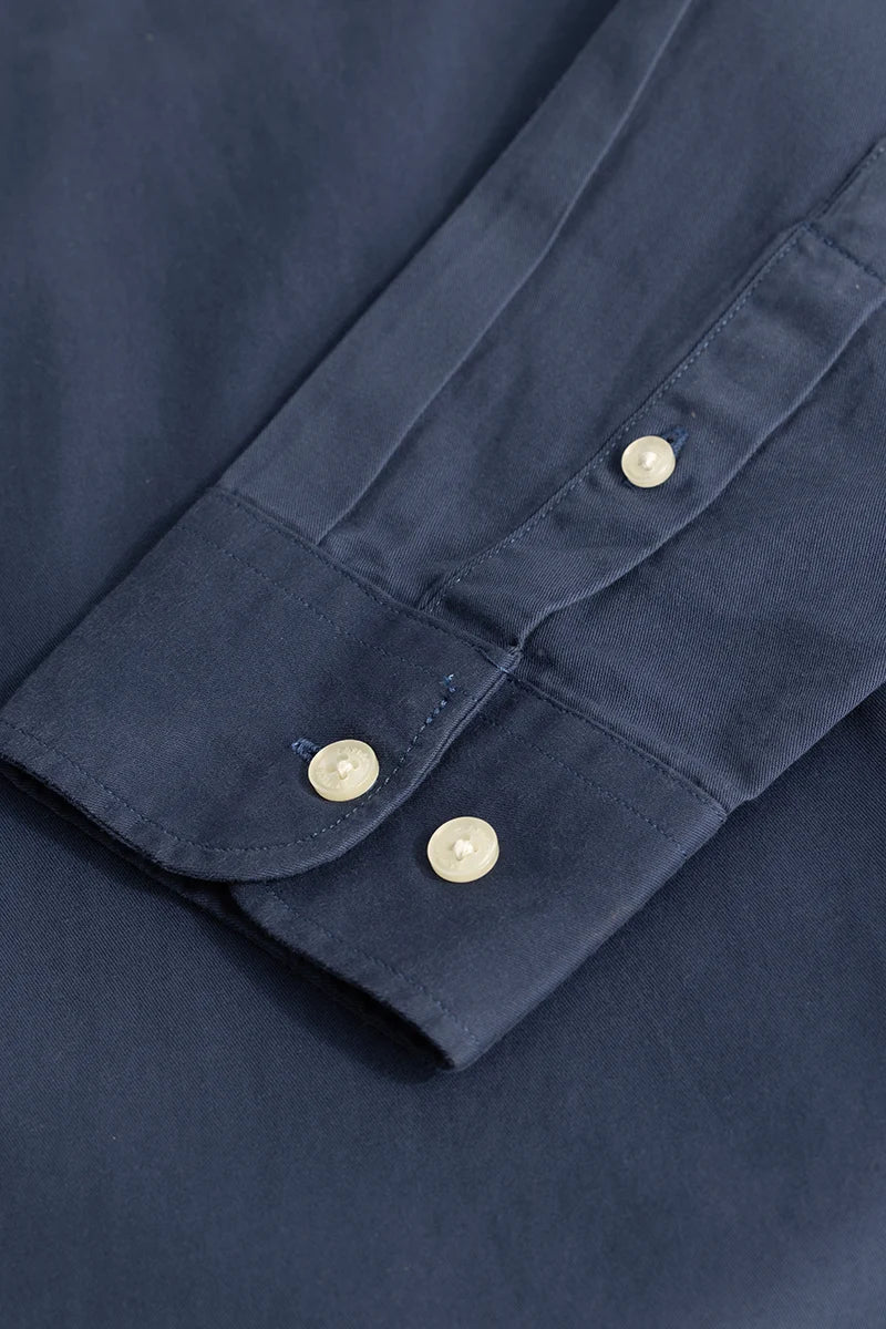 Dark Blue Elbow Patch Oxford Shirt