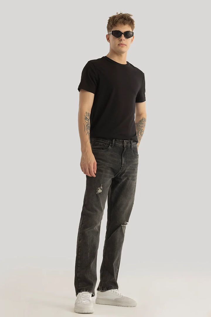 Ember Grunge Black Distressed Comfort Fit Jeans