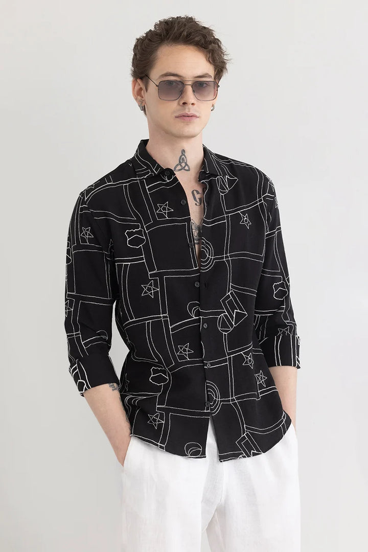 Celestitch Black Embroidered Shirt