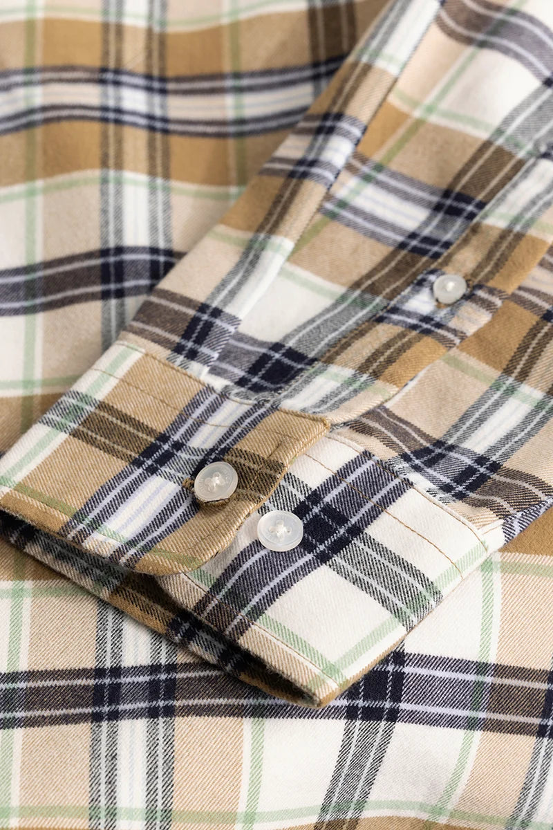 Ciro Beige Checks Plus Size Shirt