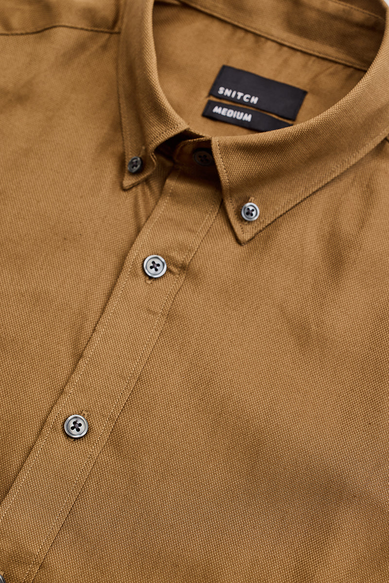 Tan Solid Twill Shirt