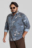 Blue Floral Textured Plus Size Shirt