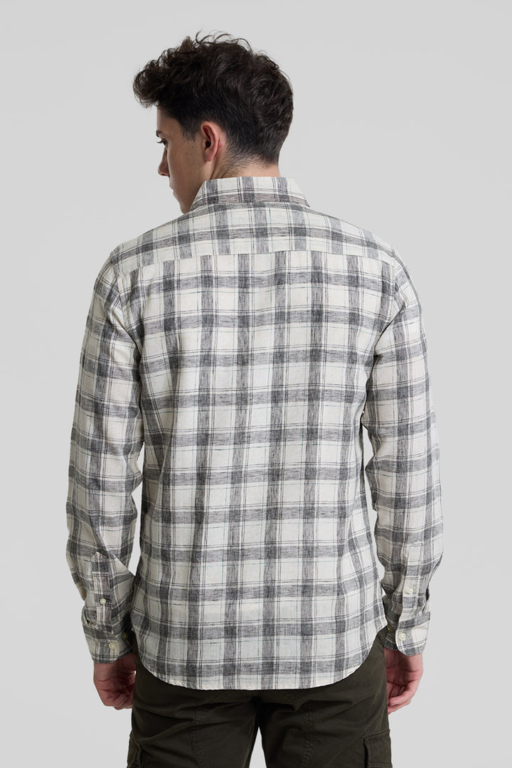 Cream Checks Linen Blend Shirt