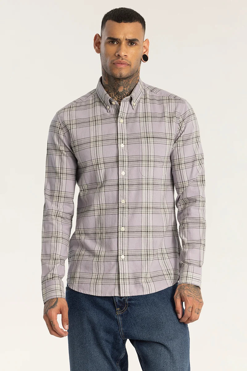 Structured Checks Lavender Shirt