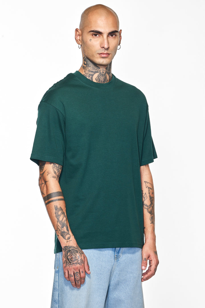 Core Lab Teal Solid Slim Fit T-Shirt