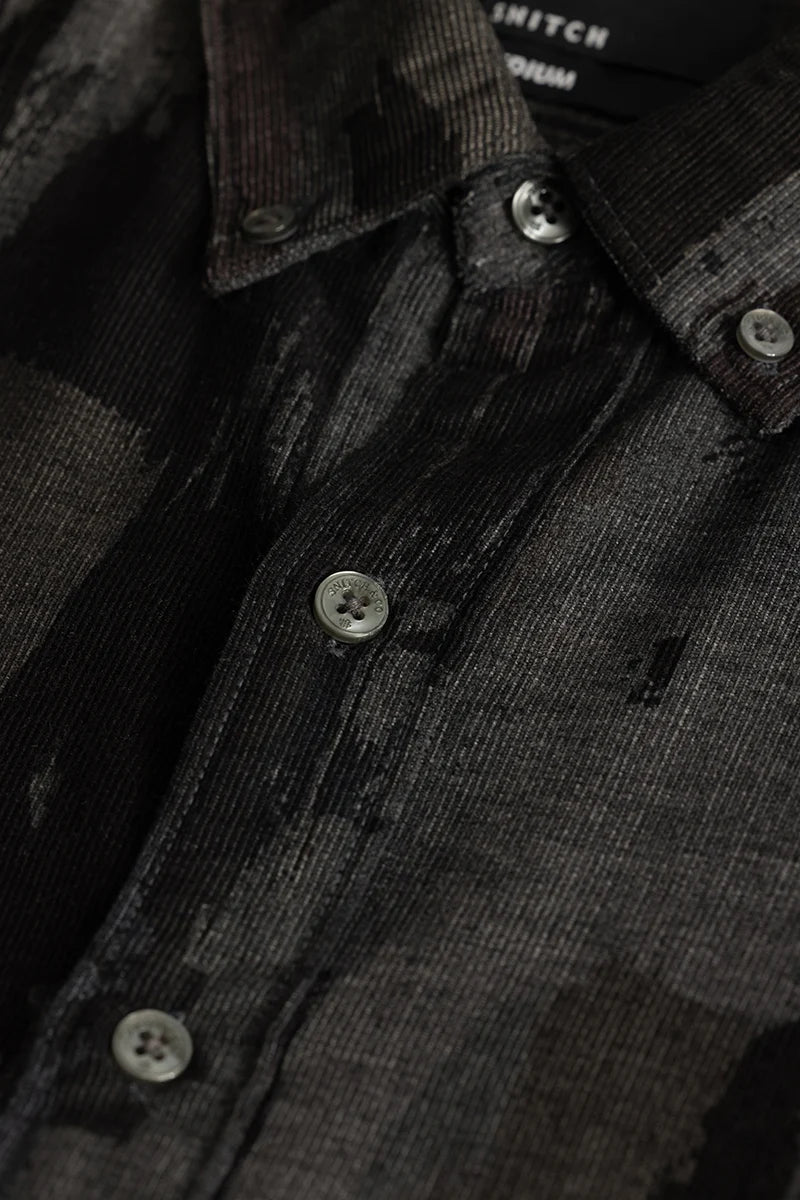 Cesare Black Abstract Corduroy Shirt