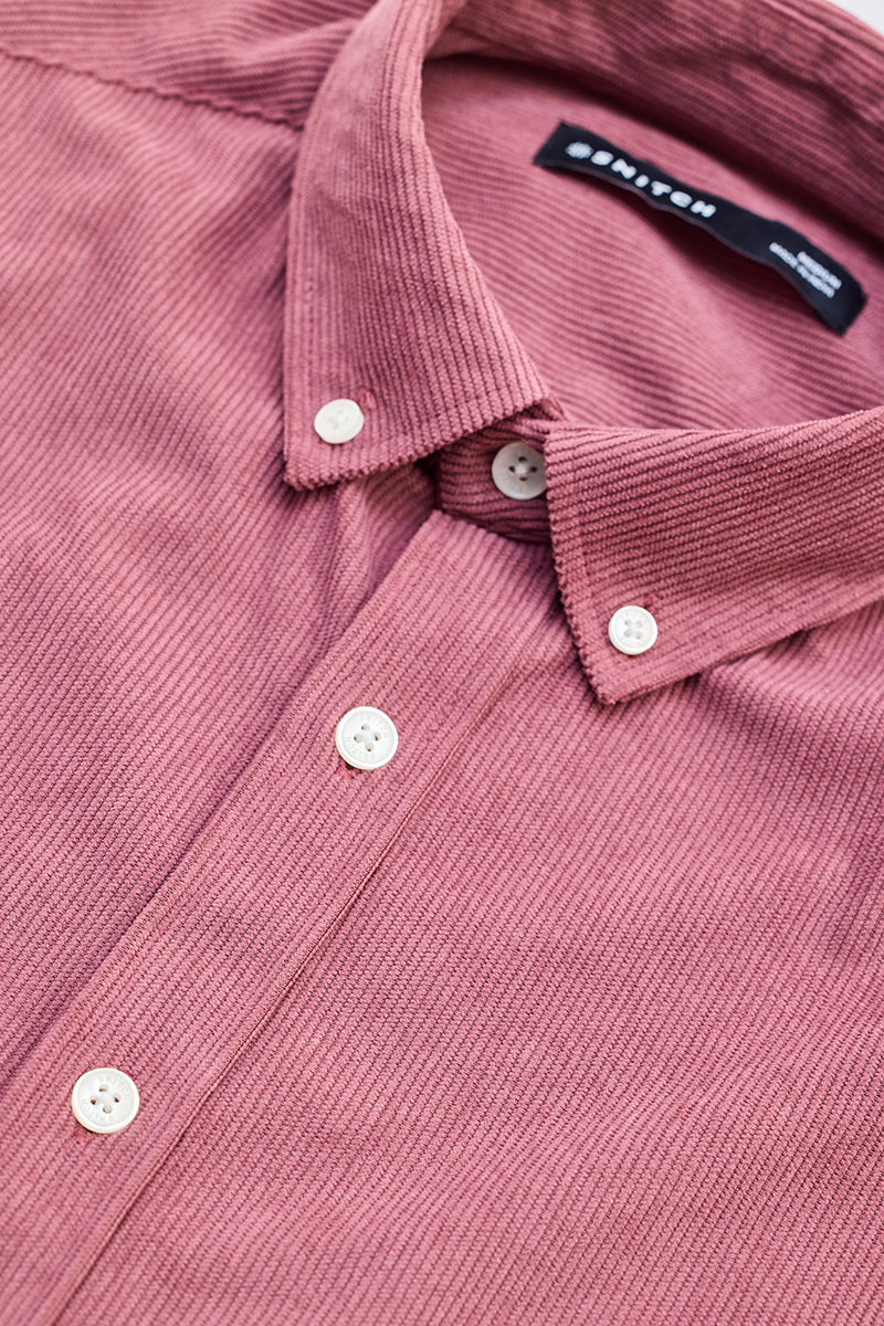 Pink Slim Fit Corduroy Shirt