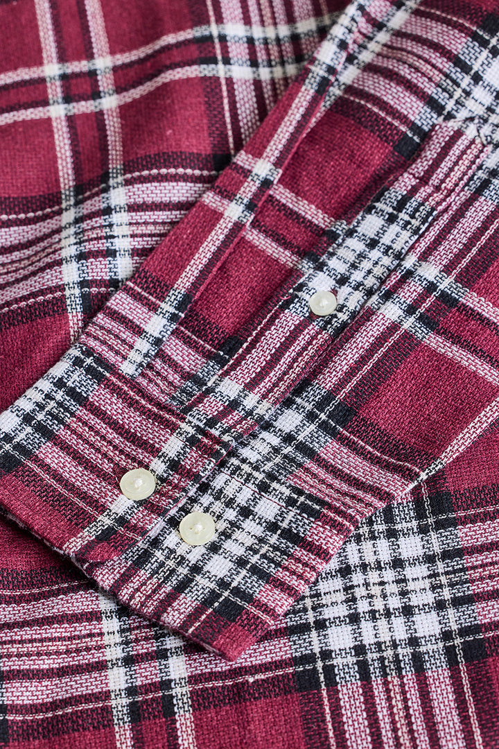 Maroon Checks Casual Plus Size Shirt