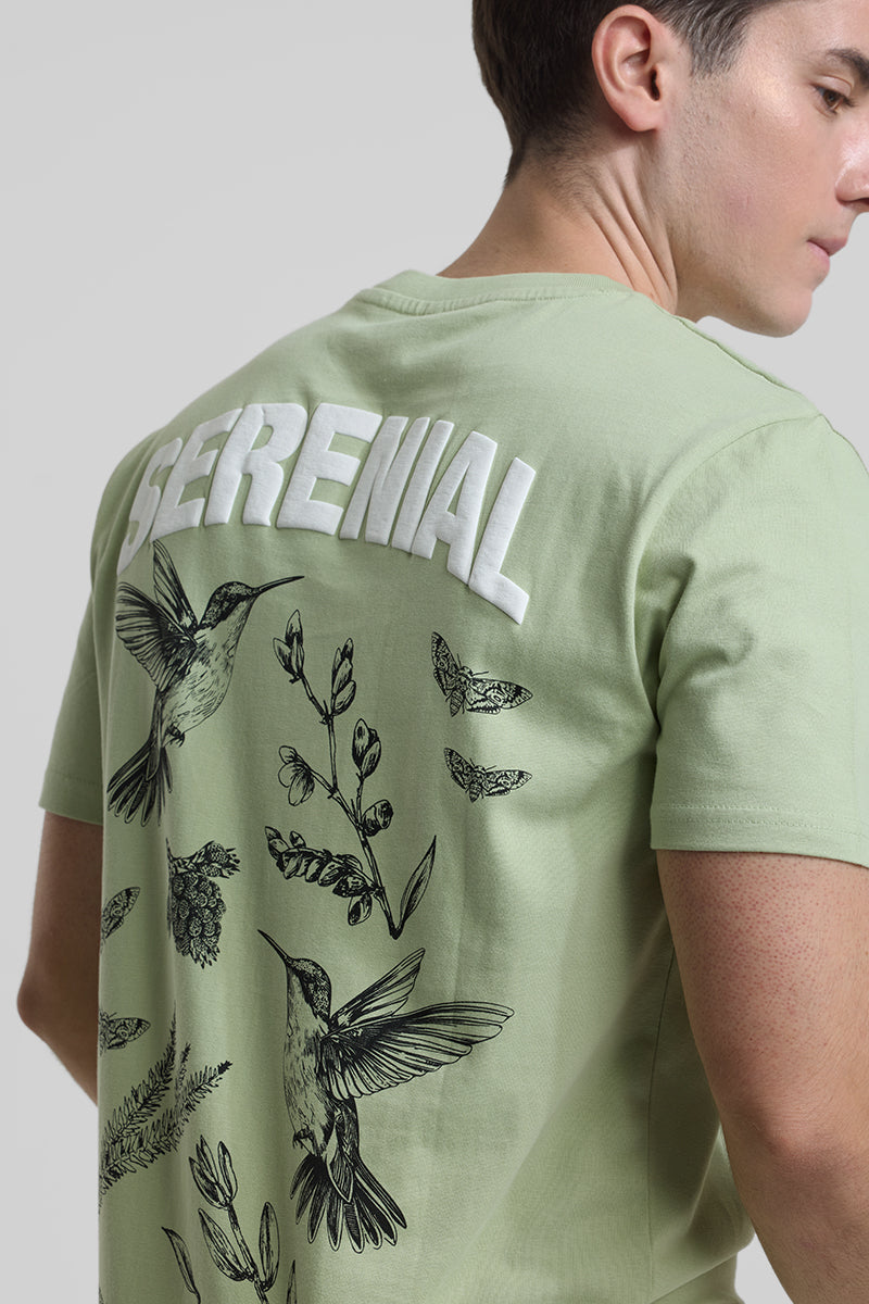 Serenial Light Green Regular Fit T-Shirt