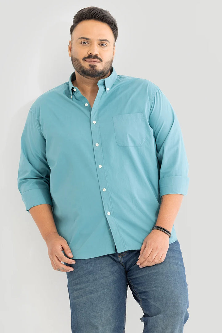 Marco Oxford Turquoise Plain Plus Size Shirt