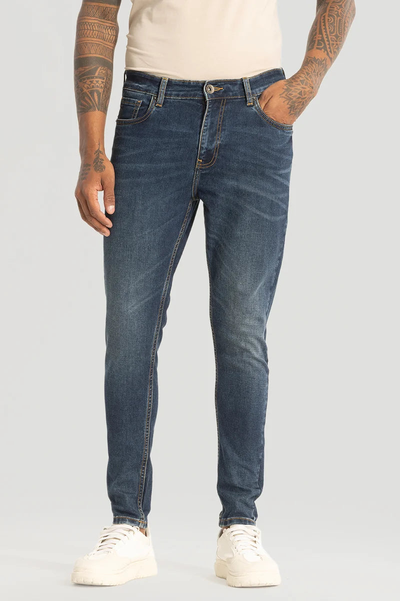 Dark Blue Plain Skinny Fit Jeans