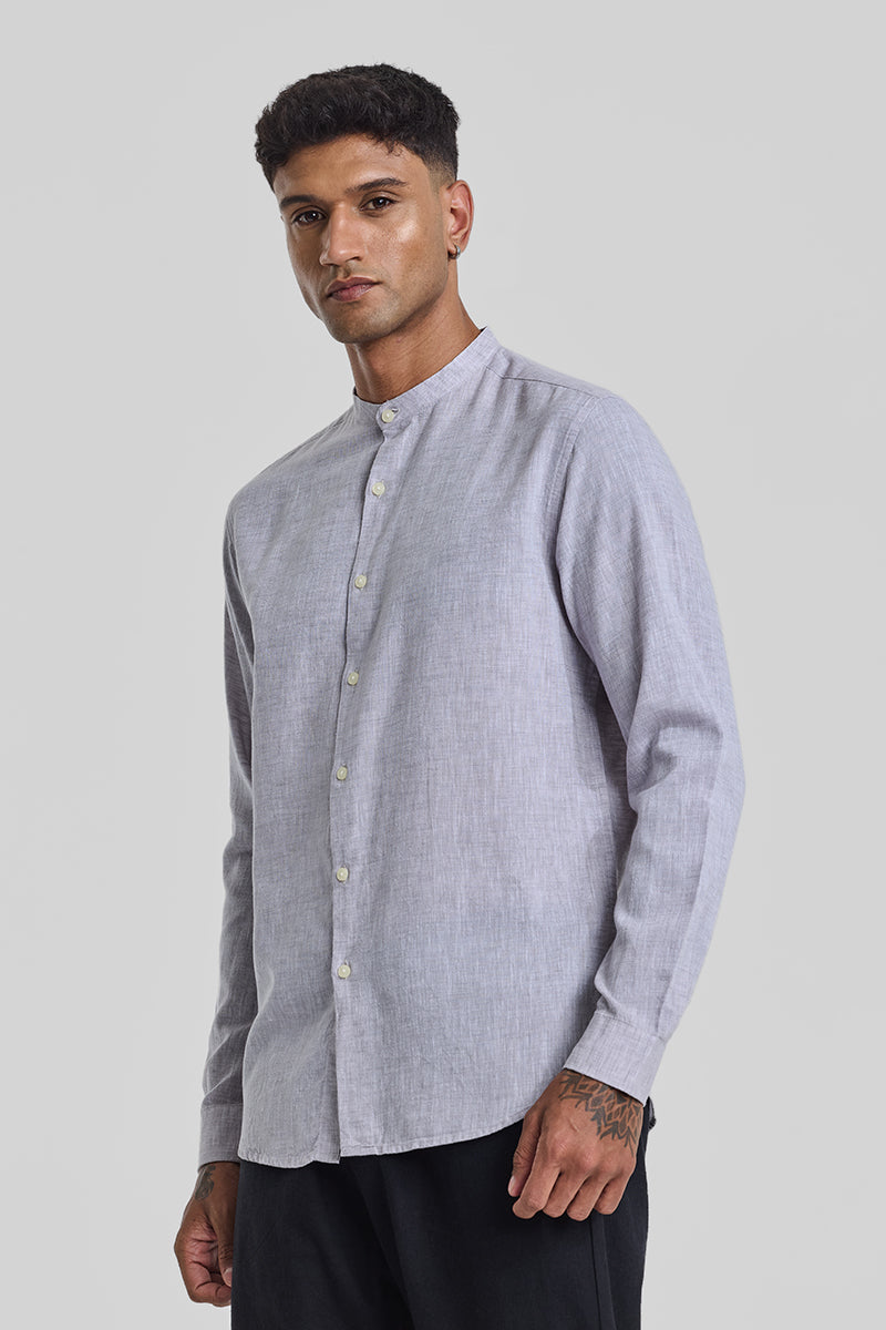 Light Grey Textured Linen Shirt