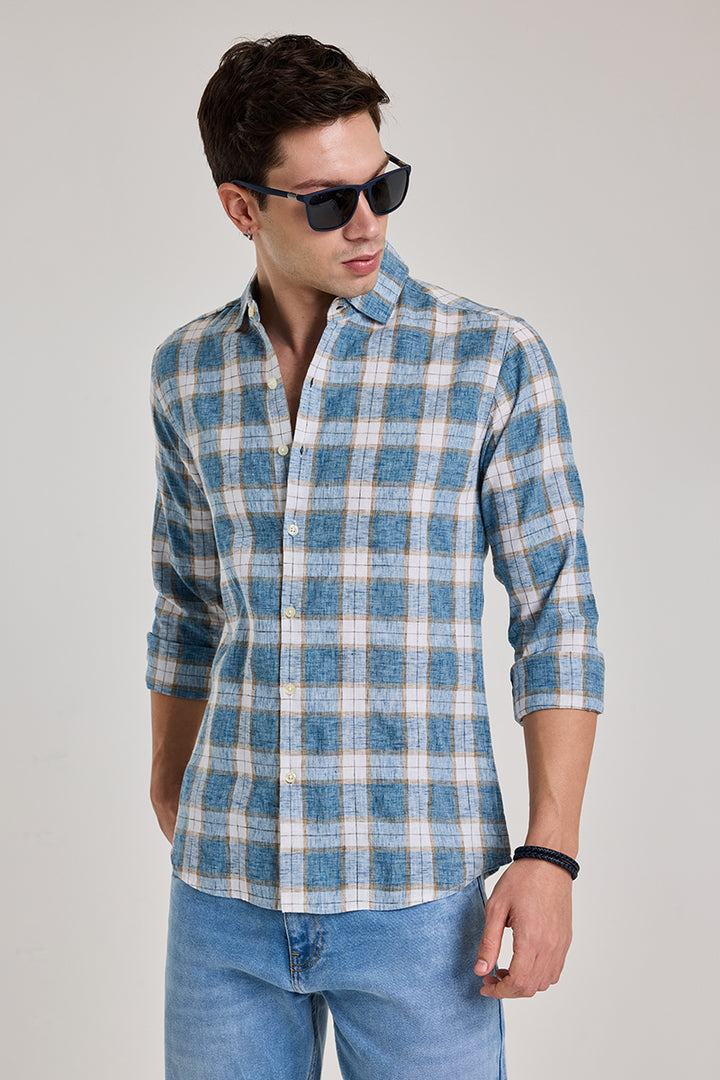 Blue Checks Linen Shirt