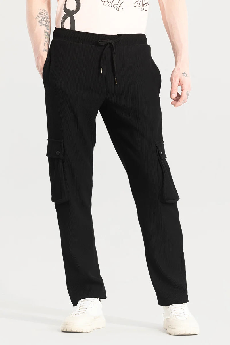 Pockethrive Black Corduroy Cargo Pant