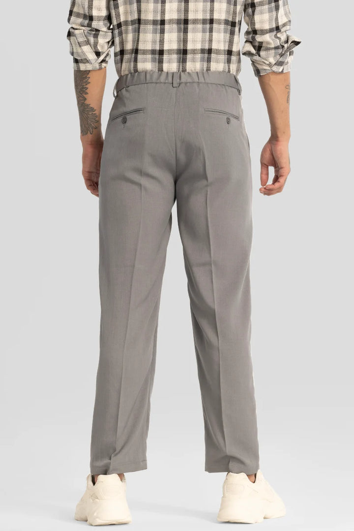 Light Grey Plain Relaxed Fit Trousers