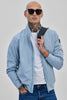 Light Blue High Neck Bomber Jacket