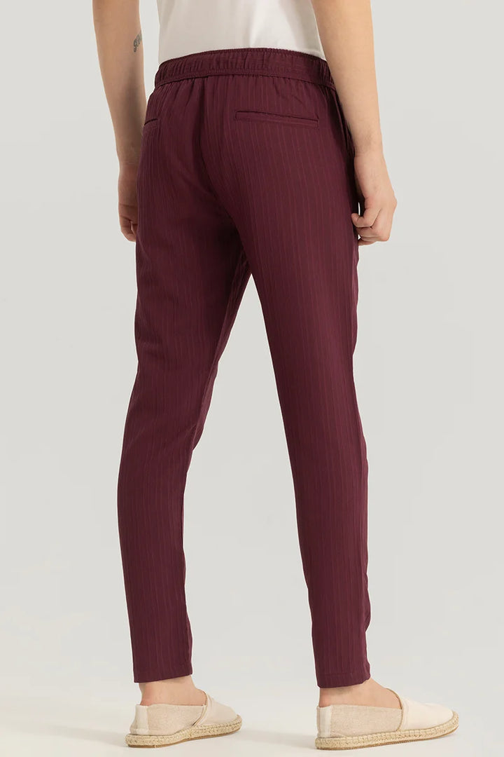 Harbor Maroon Plain Slim Fit Pants