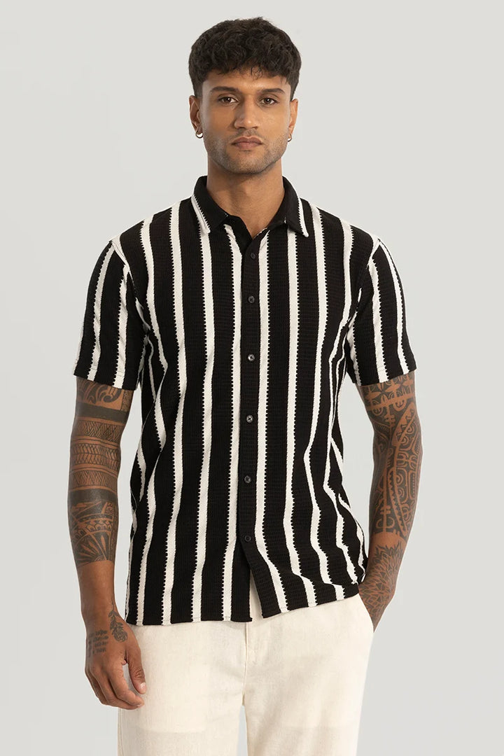 Black Stripes Knitted Shirt