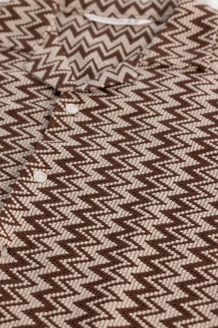 Brown Chevron Crochet Shirt