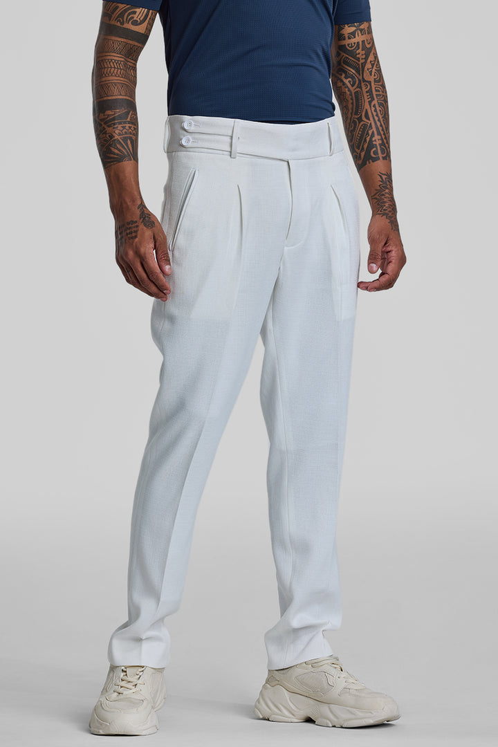 White Relaxed Fit Korean Trousers