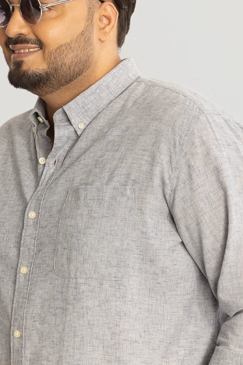 Light Grey Linen Blend Plus Size Shirt