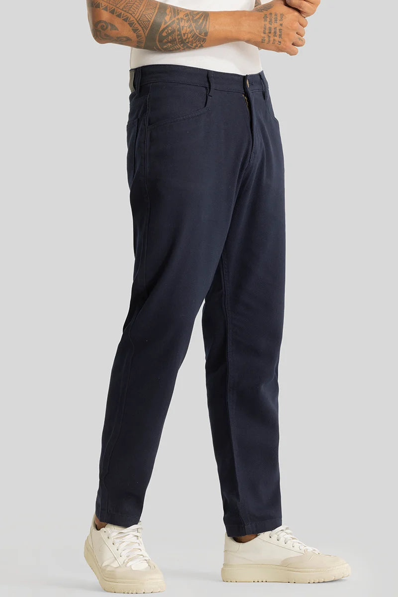 Camille Navy Plain Relaxed Fit Chinos