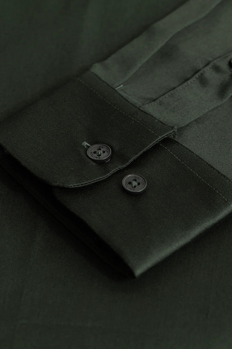 Etnni Dark Green Plain Stitchless Shirt