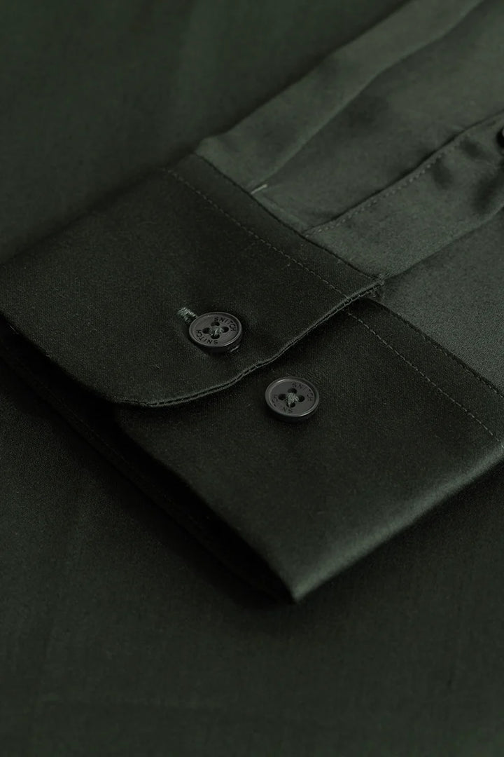 Etnni Dark Green Plain Stitchless Shirt